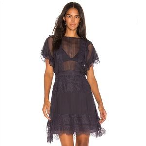 CLEOBELLA blyton sheer lace romantic mini dress navy blue XS